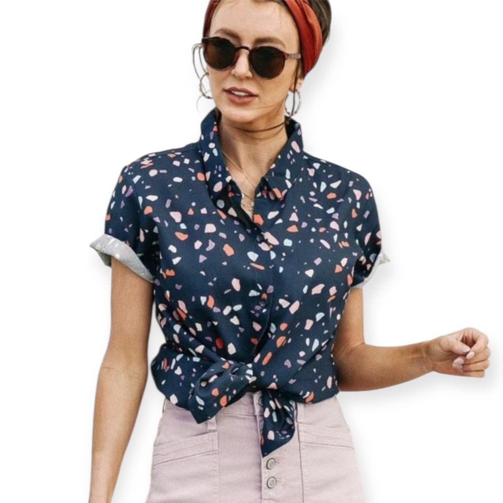 Bohme Terrazzo Confetti Print Button Up Shirt